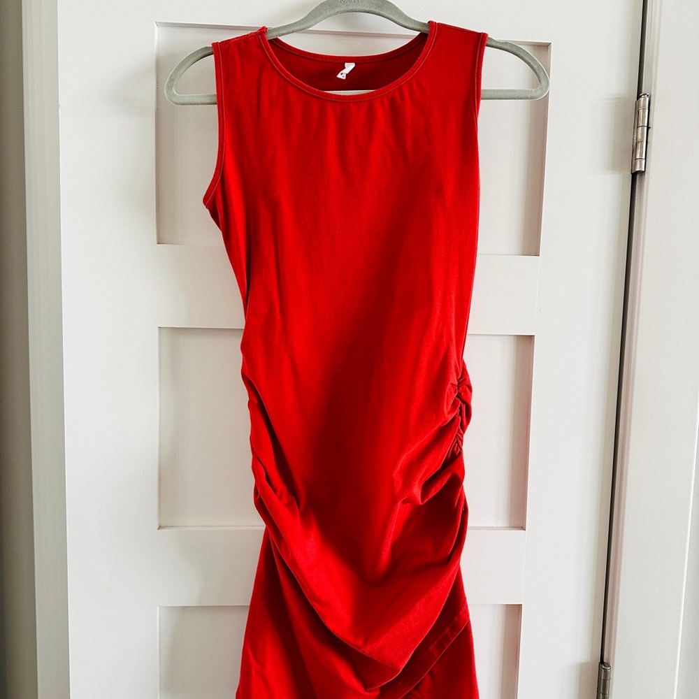 Cotton Red Sleeveless Dress